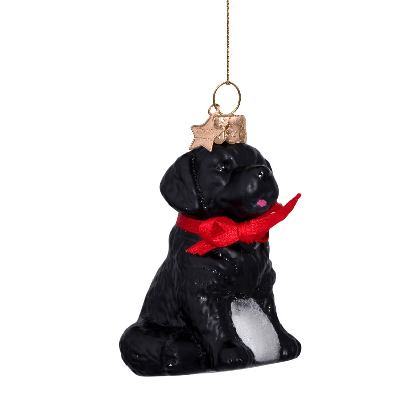 Sort labrador juleophæng - H7 cm.